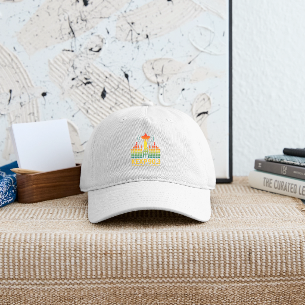 KEXP 90.3 Radio Skyline Organic Baseball Cap – Seattle Sound in Color - white