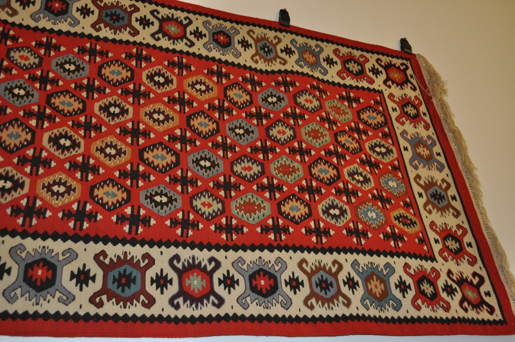 Vintage Sarkoy Kilim Rug, Textile, Symbolizing Fertility, Devotion, Protection, Handwoven, Bride, Groom, Wedding Present, Newlywed Gift