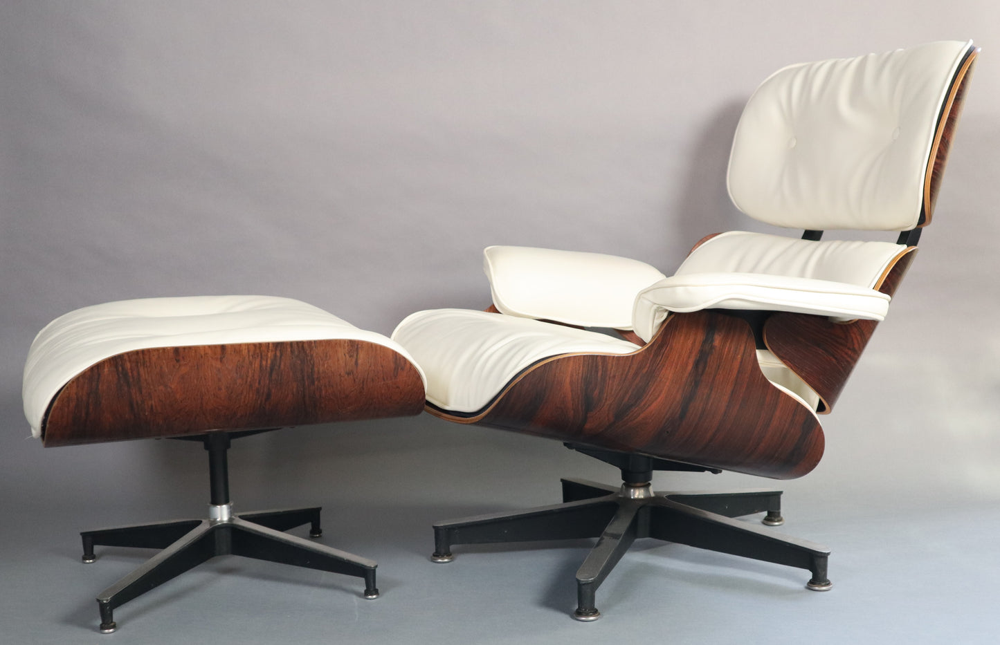Original Eames Lounge Chair & Ottoman For Herman Miller - RARE Brazilian Rosewood  - WHITE LEATHER