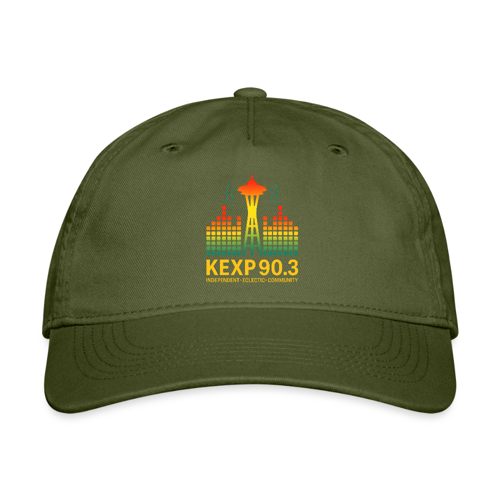 KEXP 90.3 Radio Skyline Organic Baseball Cap – Seattle Sound in Color - olive green