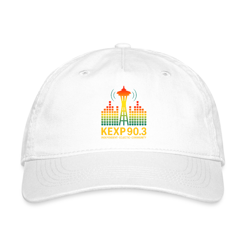 KEXP 90.3 Radio Skyline Organic Baseball Cap – Seattle Sound in Color - white