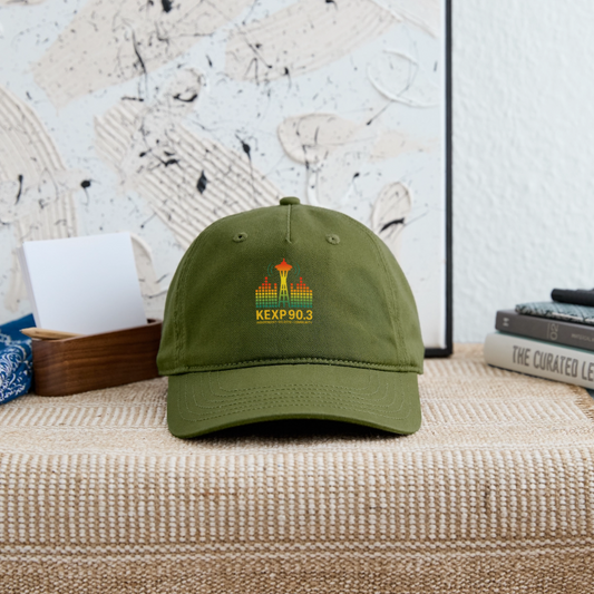 KEXP 90.3 Radio Skyline Organic Baseball Cap – Seattle Sound in Color - olive green